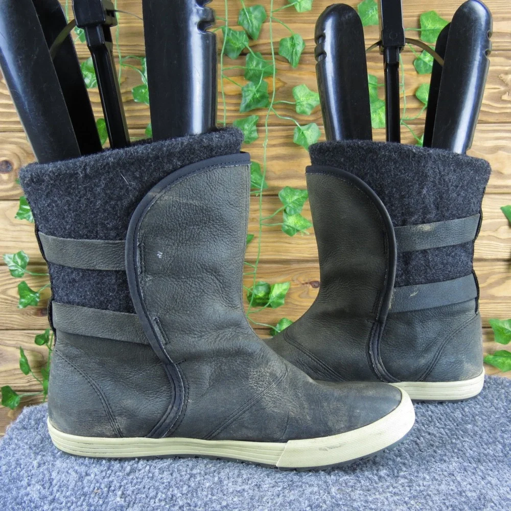 Helly Hansen Maria Women Brown Leather Mid-Calf Boots Size 8 Cozy Winter‎ Casual